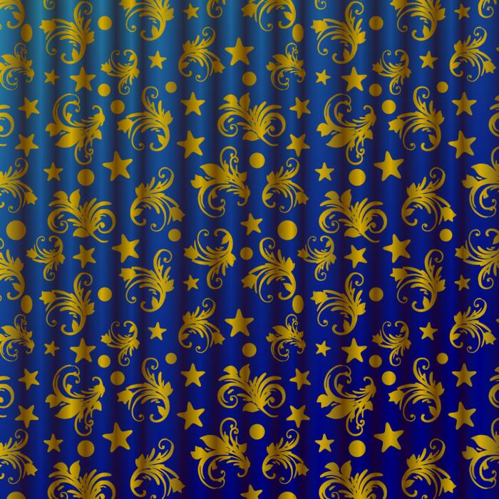 default floral tissue curtain blue