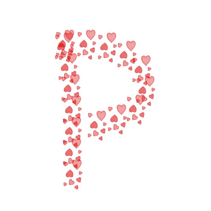 Hearts pattern letter P