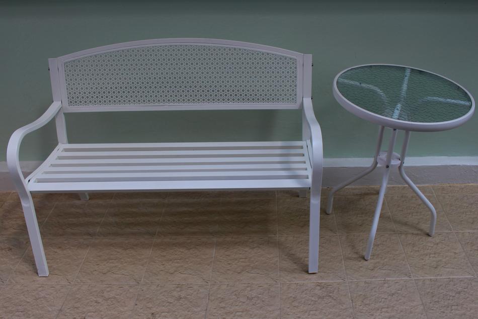 new bench and round Table