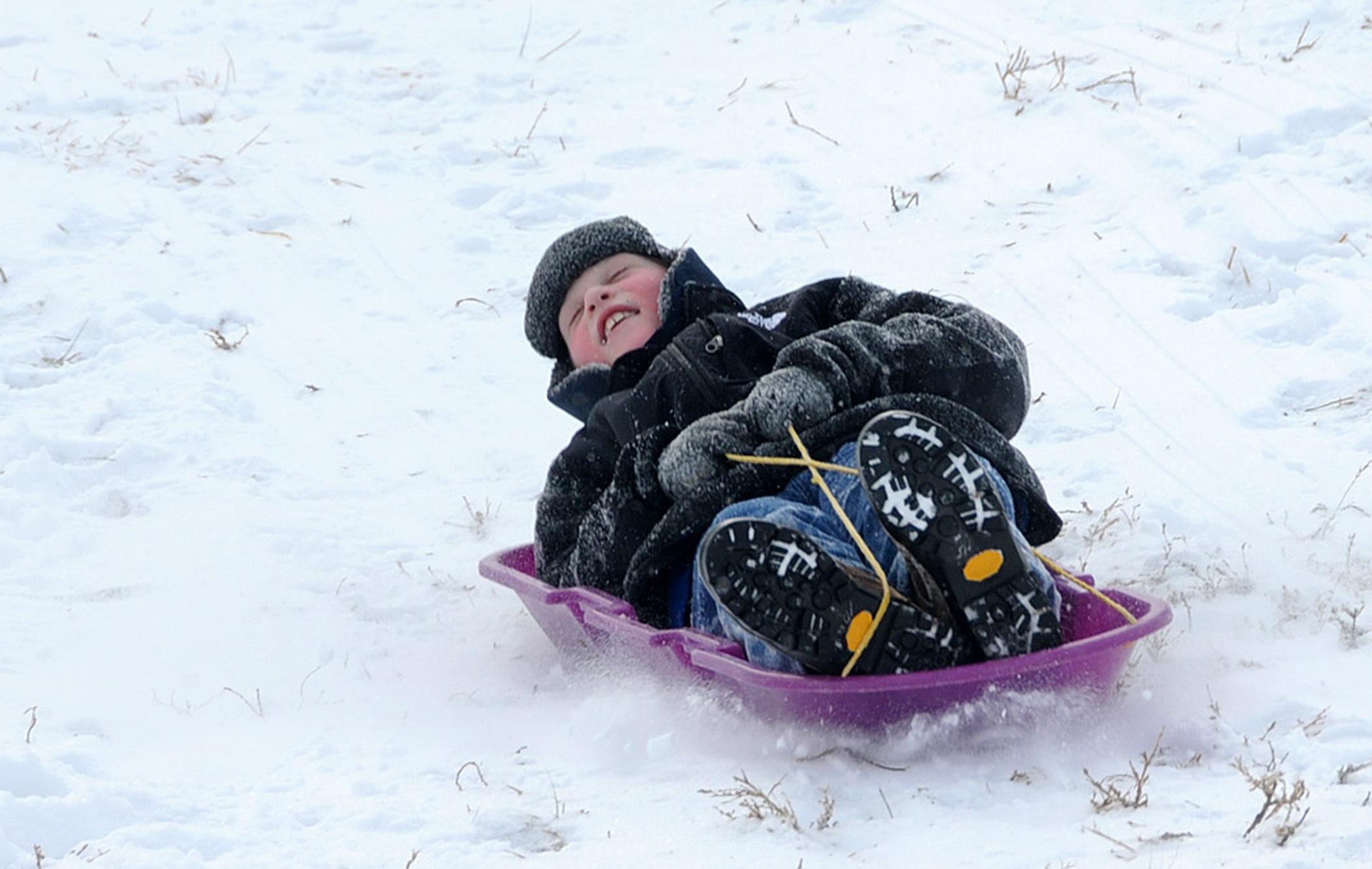 Happy baby in the snow free image download