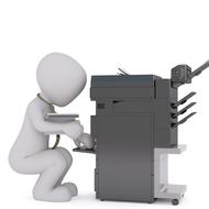 virtual model of a person with a fax machine
