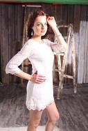 cute girl model in a white dress