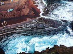 red mountains with the sea