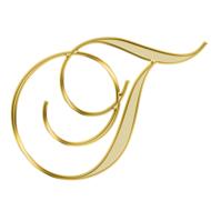 T, golden alphabet letter, initial