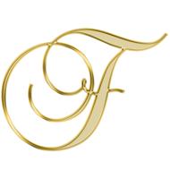 F, golden alphabet letter, initial