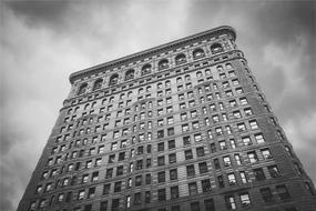 Flatiron Building at cloudy Sky, usa, manhattan, nyc