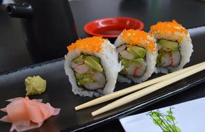 rolls with vegetables and caviar