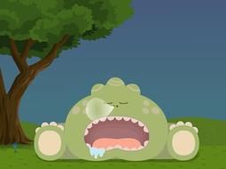 calm cute dinosaur tree drawing