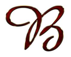 clipart of red alphabet B letter with golden outline