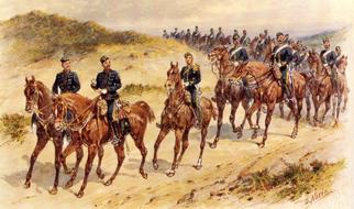 man on brown horses
