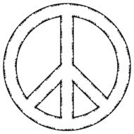 white peace sign on a white background