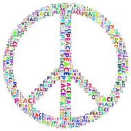 peace sign made of colored inscriptions