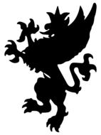 heraldic winged lion, silhouette