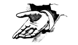 drawing of a hand in a hole