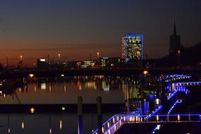 Ocean Tower in Bremen at night