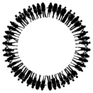 group men women round frame