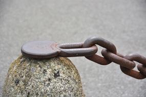 rusty chain on a rock