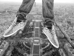 hovering over the city