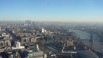 panoramic view of london in a sunny haze