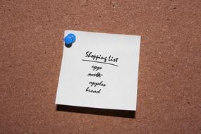 shopping list post it on board