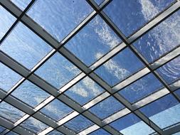 Beautiful view of the blue and white water, through the steel grid