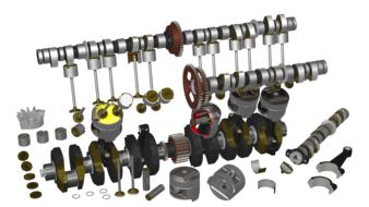 motorcycle engine raytracing render