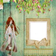 drawing of girl on page cover scrapbooking