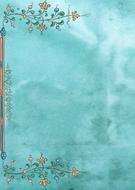 green page with floral ornament, vintage background