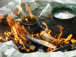 Cooking on fire