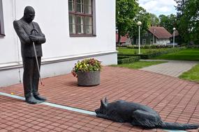Statue Dog and man