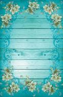 turquoise blue frame flowers drawing