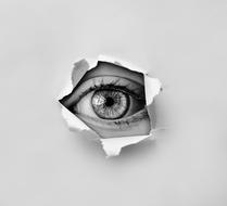 eye look hole paper torn