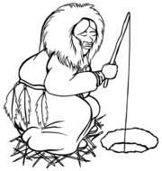 cold eskimo fishing drawing