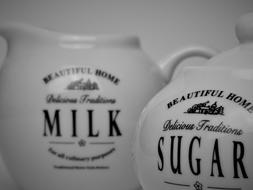 ceramic container for milk and sugar