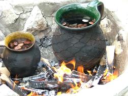 Boiled seafood in a pot