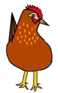 brown hen, child drawing