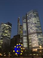 skyscrapers at night in frankfurt