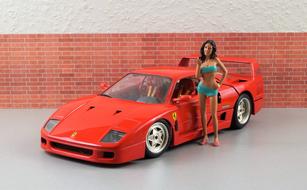 model of a girl and a car
