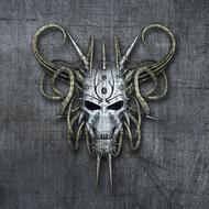 metal gothic skull at grey background