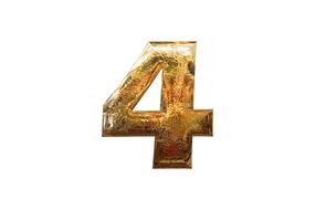 number four 4 digit golden glass