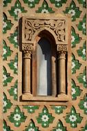 Beautiful and colorful decorated arch of the mosque in Agadir, Morocco