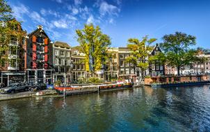 Amsterdam water Canal on a sunny day