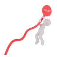 White male holding sales sign