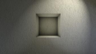 square recess in a white wall