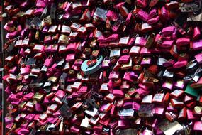 brightly colored locks on the wall