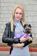 Blonde Hair Woman Yorkie