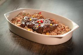 Meat chop with rice and vegetables