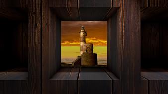 lighthouse window wall drawing