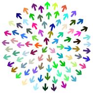 abstract figure of colored arrows