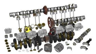motorcycle engine raytracing render